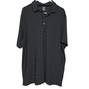Footjoy Striped Navy White Athletic Fit Polo Golf Pullover Shirt XL EUC #CA-2422